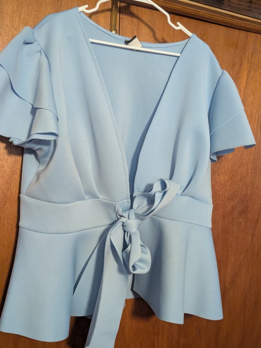 Fancy Powder Blue Bow Jacket Top